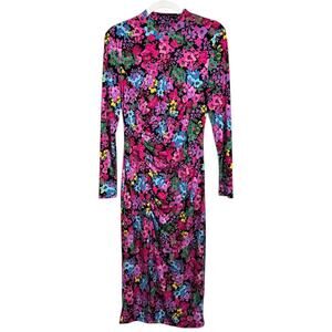 Future Collective Long Sleeve Mock Neck Side Ruched Slit Midi Dress - Size M